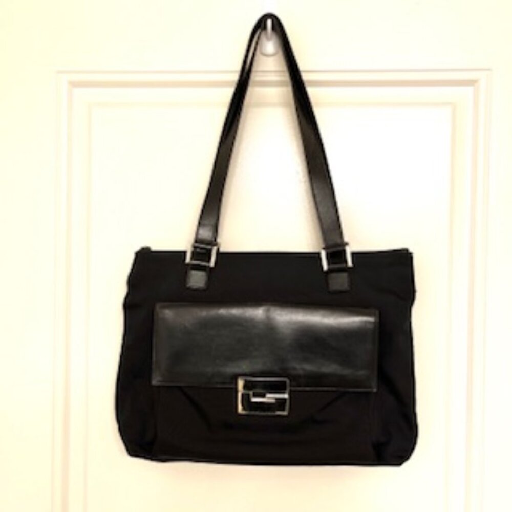Vintage  Gucci Black Tote Bag,  Nylon and Leather